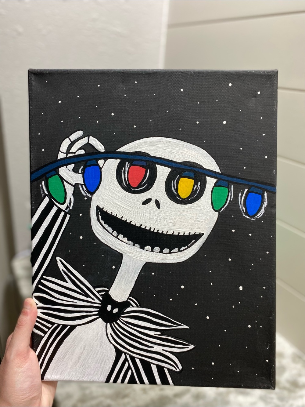 Hand-Crafted Skeleton Holiday Canvas Art - Picture 2 of 4